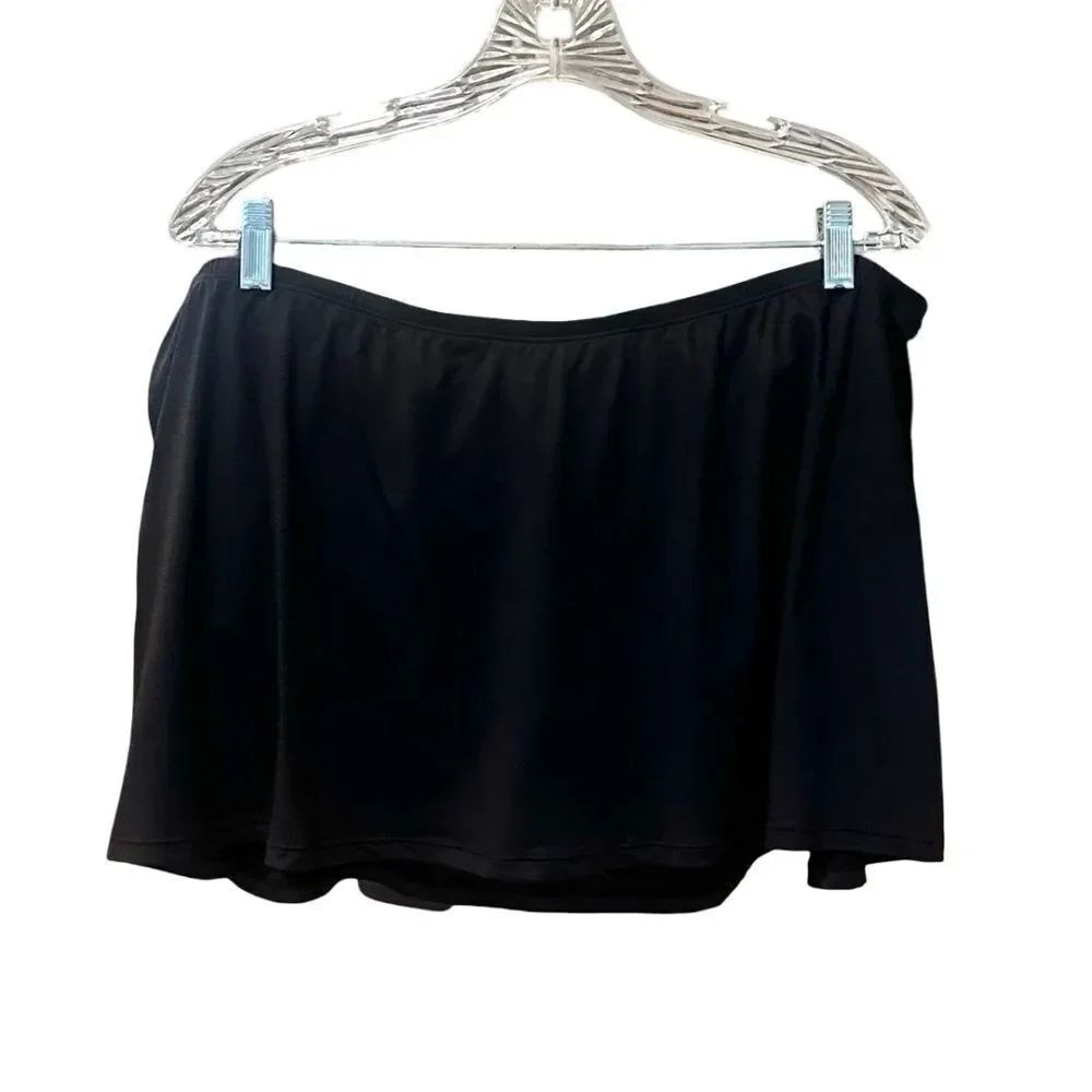 NWT 24th & Ocean Womans Swimsuit Skirt - Tankini Bottom Black 22W